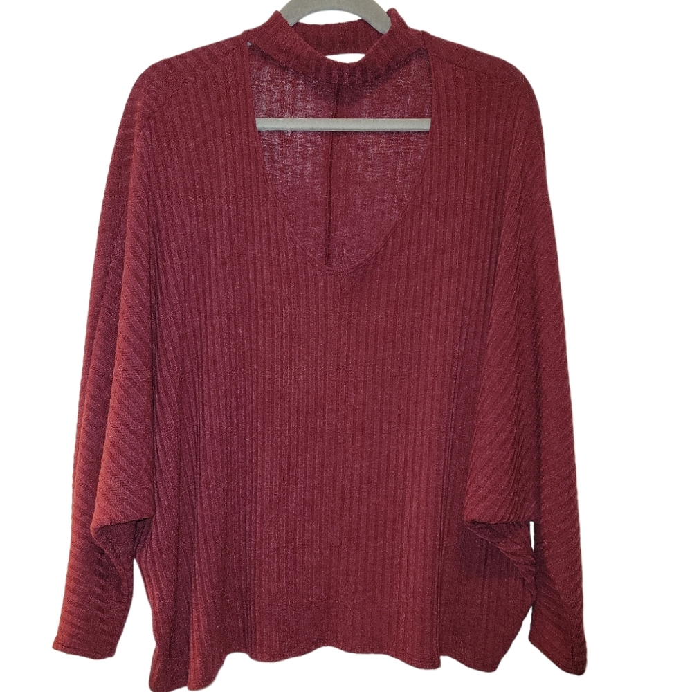 Urban Outfitters, Mock Neck Keyhole Sweater, Burgundy, Oversized, Women's sz Sma